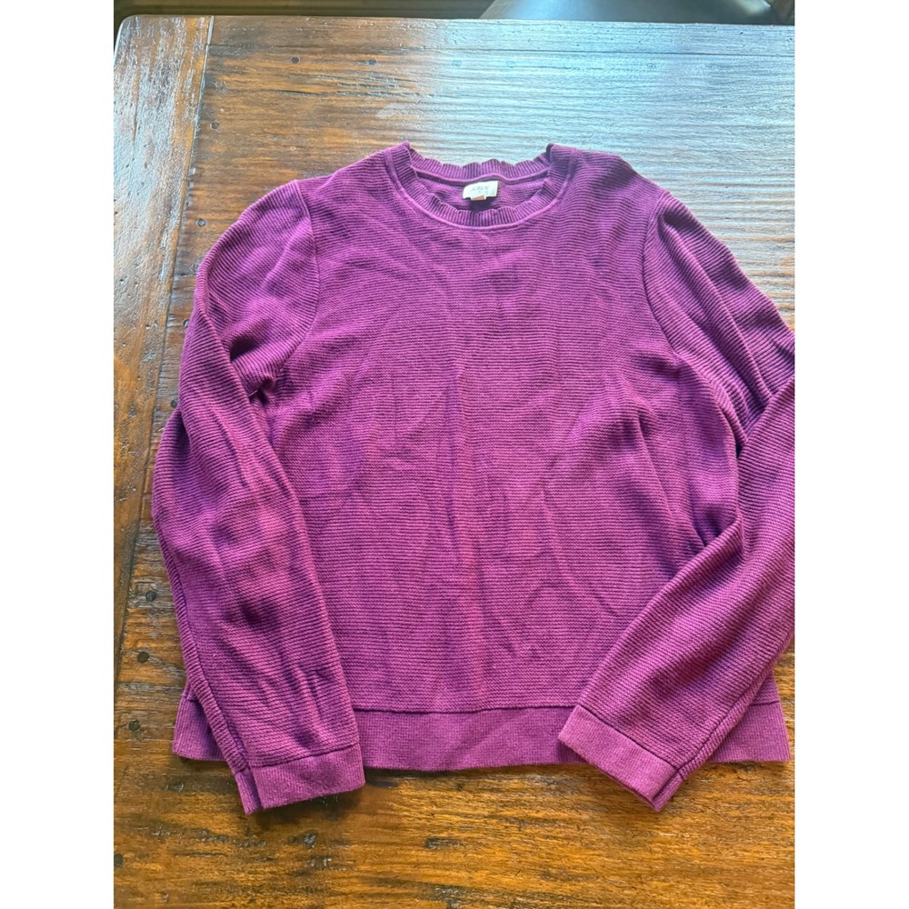 J.Crew Plum Purple Textured Knit Crewneck Sweater Size L